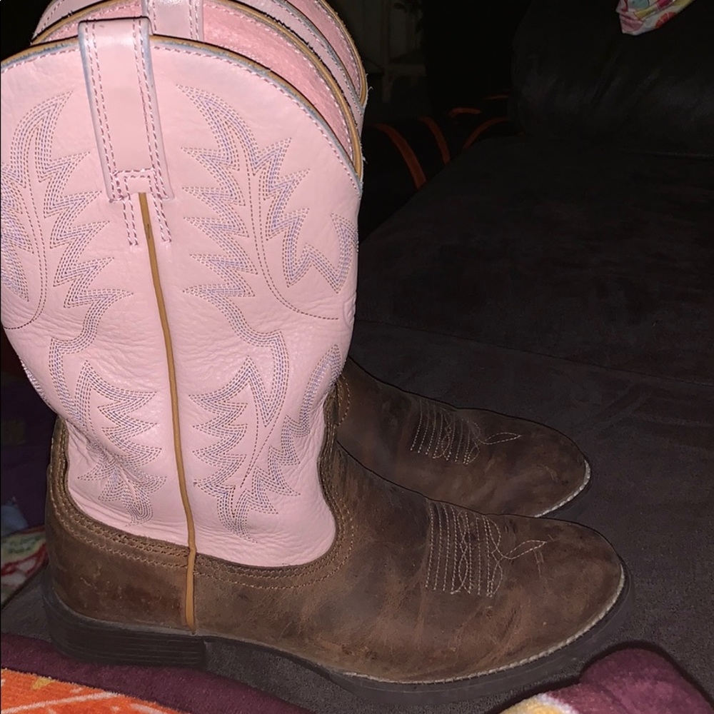 Womens Ariat Heritage Stockman Brown &Pink Leather